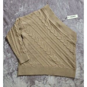 NWT L AGENCE Women's One Shoulder One Sleeve Sweater Dark Beige Size XL